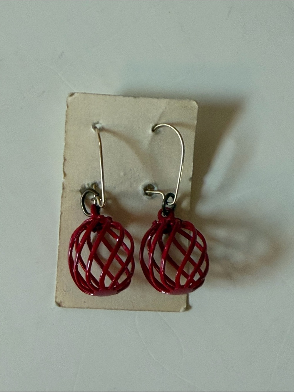 Red Wire Vintage Cage Drop Earrings - Women's Fashion Jewelry